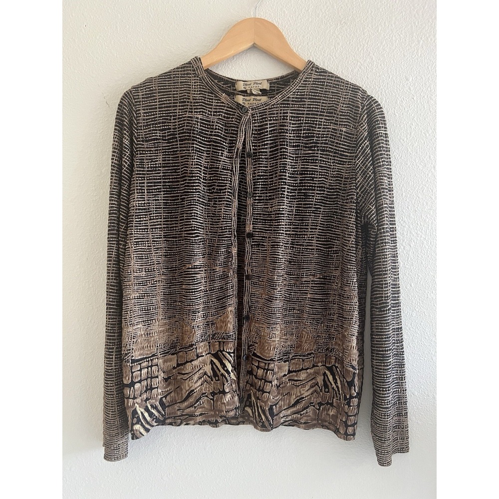 Vintage Rafael 2 Pc Set Womens L(M) Brown Safari Animal Print Tank Cardigan Top